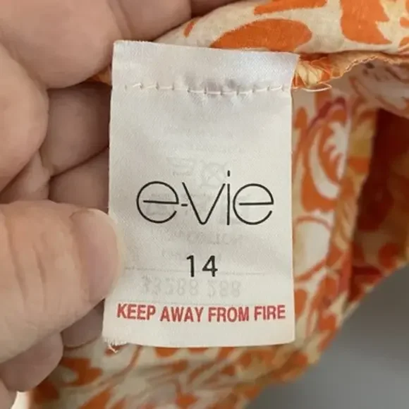 Evie Babydoll Tropical Hawaiian Dress Orange 14 Hibiscus Flower Beach Vacation - Picture 3 of 6